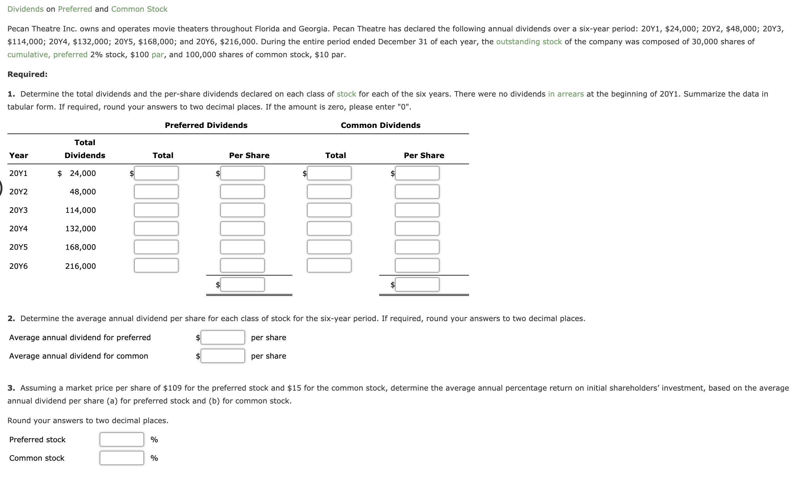 Hi, could you help me with two questins. 1. Dividends on Preferred