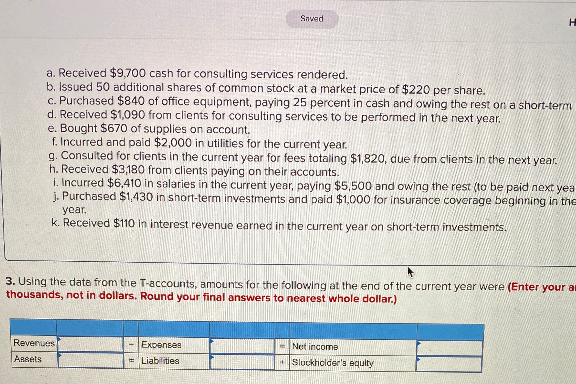 3 4 5 6 7 8 11 Received $9, Supplies expense Total