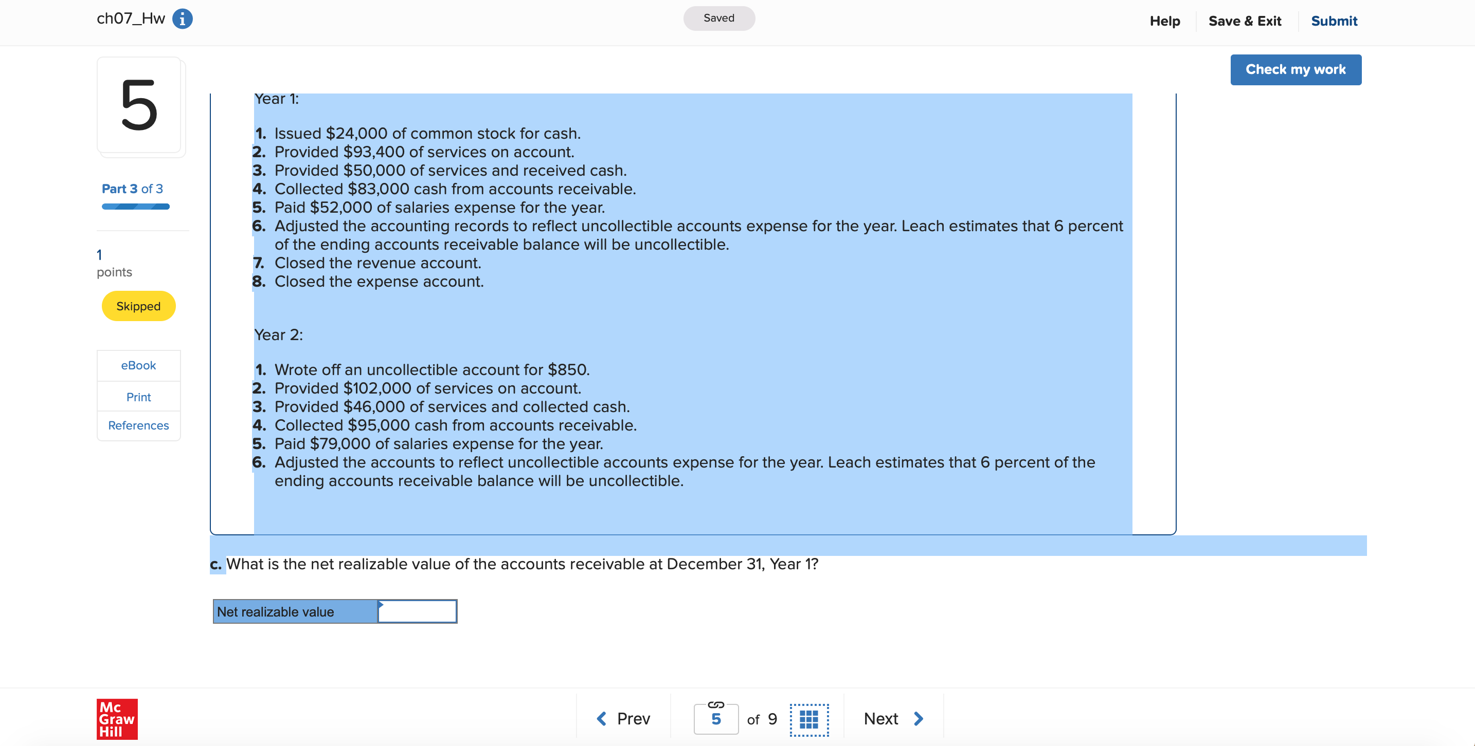 ch07_Hw i Saved Help Save & Exit Submit Check my work