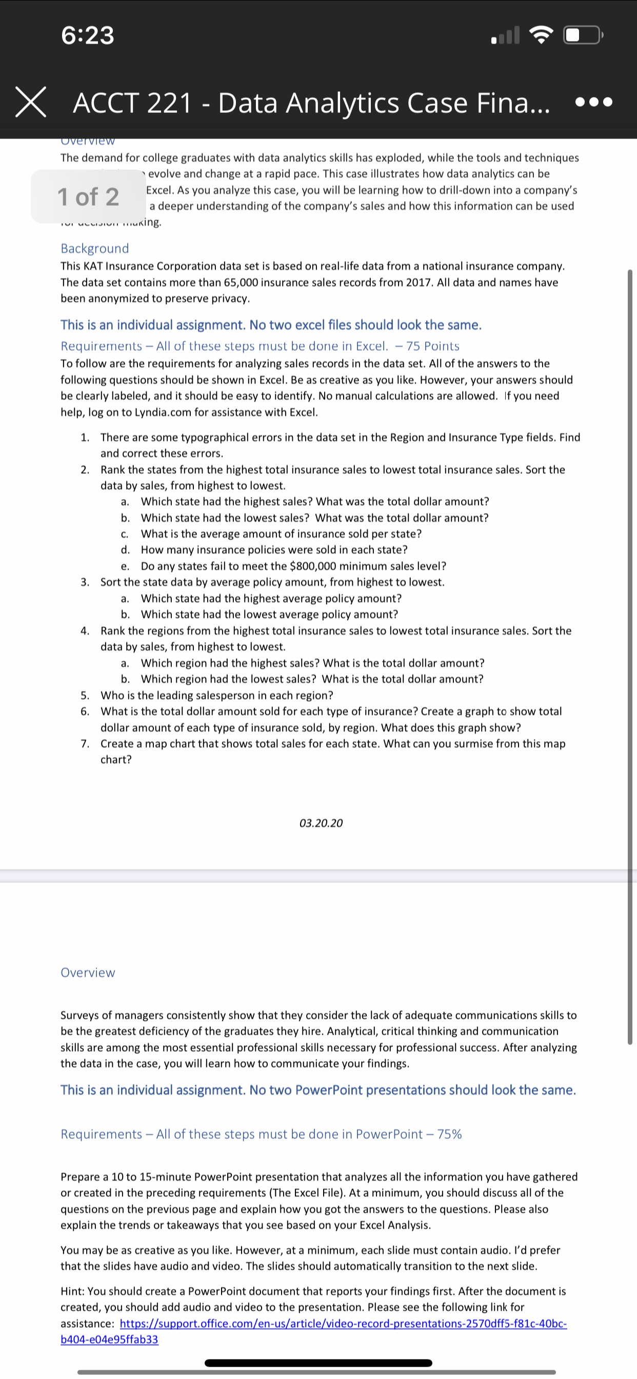 need help understanding this project X ACCT 221 - Data Analytics Case