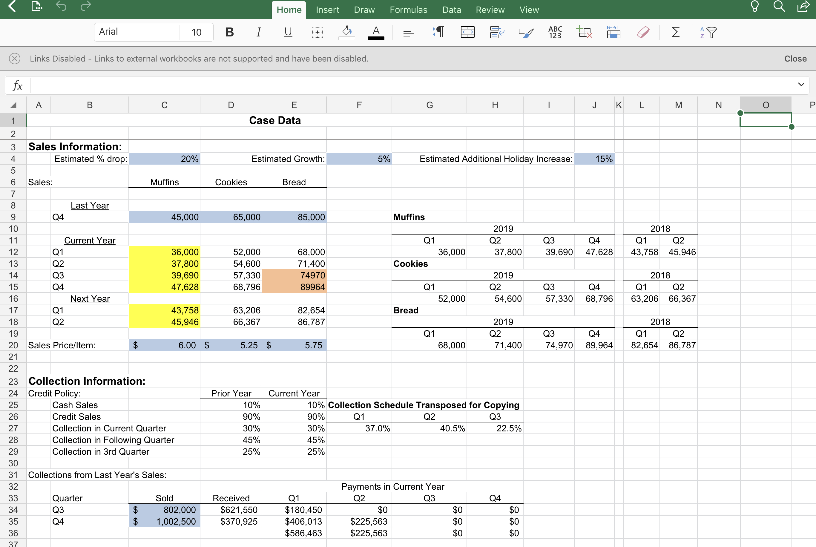 I need help coming with recommendations based on the excel sheet Insert