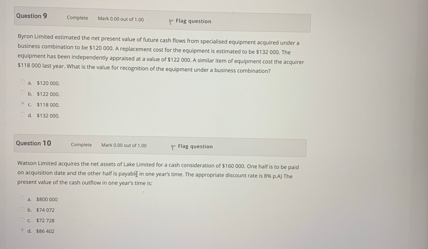 items acquired, stated at fair value, are: equipment $296 000; inventories $160
