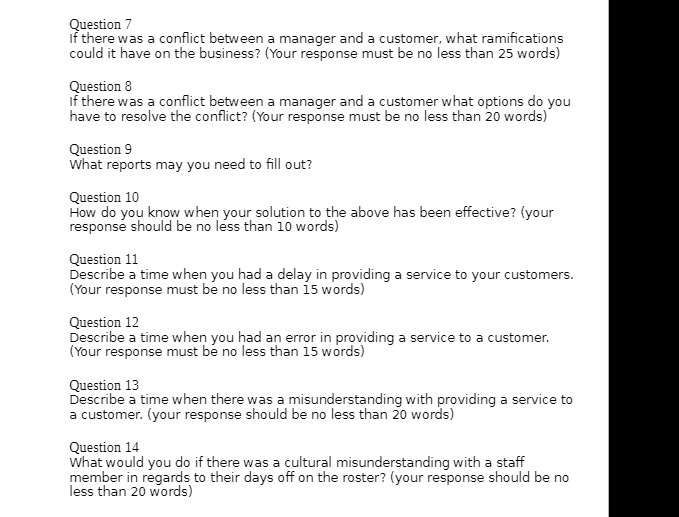  Question 7 If there was a conflict between a manager and