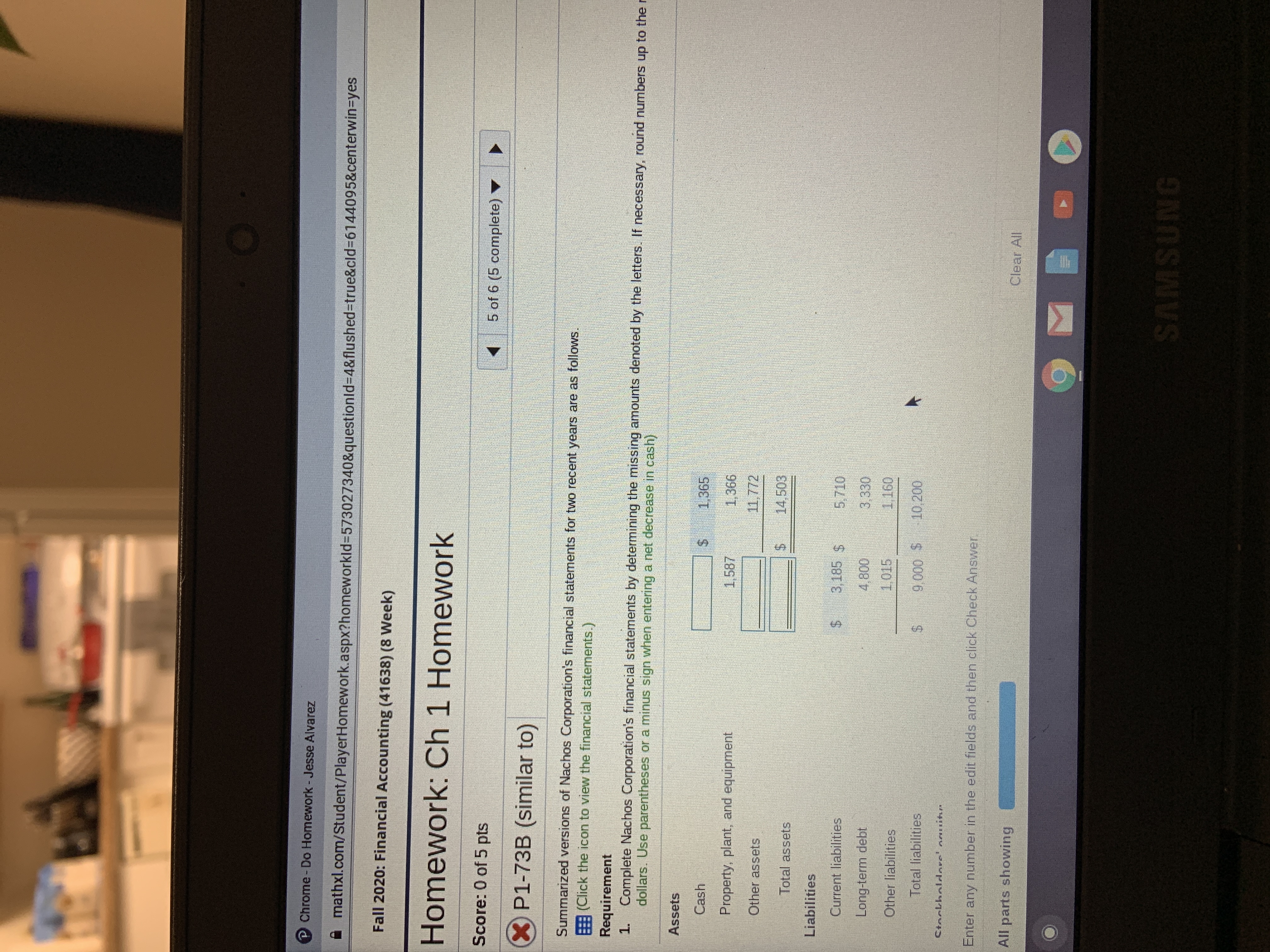 Fill in the blanks for accounting Chrome - Do Homework - Jesse
