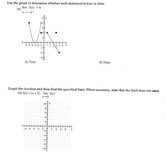  Use the graph to determine whether each statement is true or