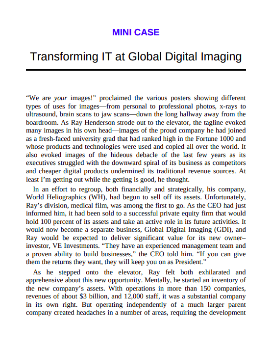  MINI CASE Transforming IT at Global Digital Imaging "We are your