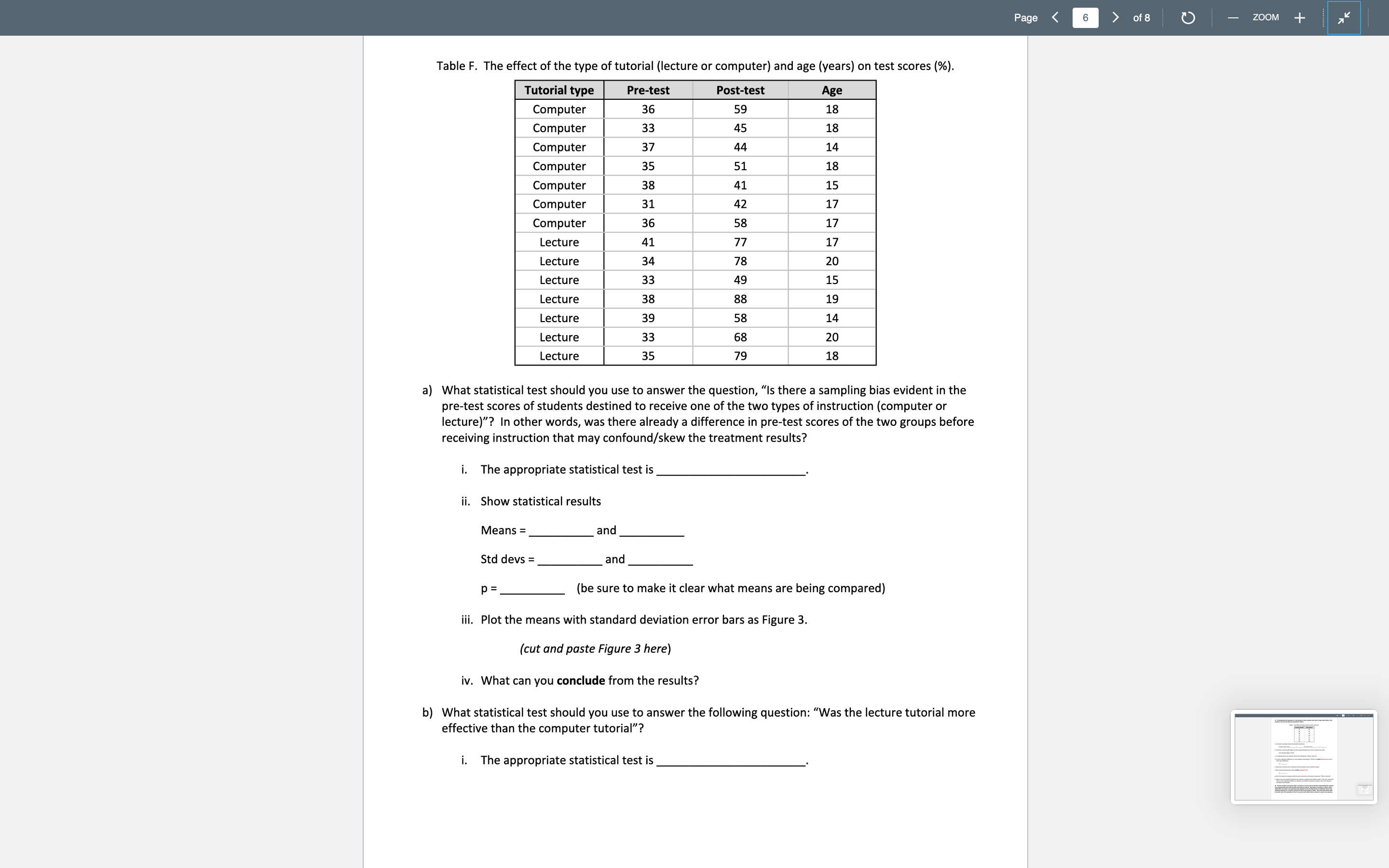 answers before leaving the lab. Parts II, III, IV, and Vare to