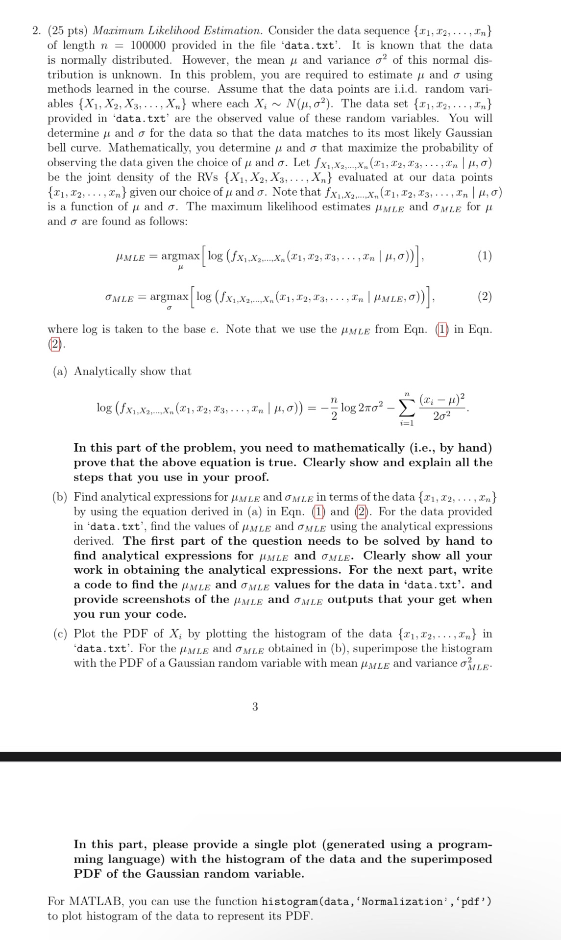 Kindly solve in matlab. ask if you need the data set 2.