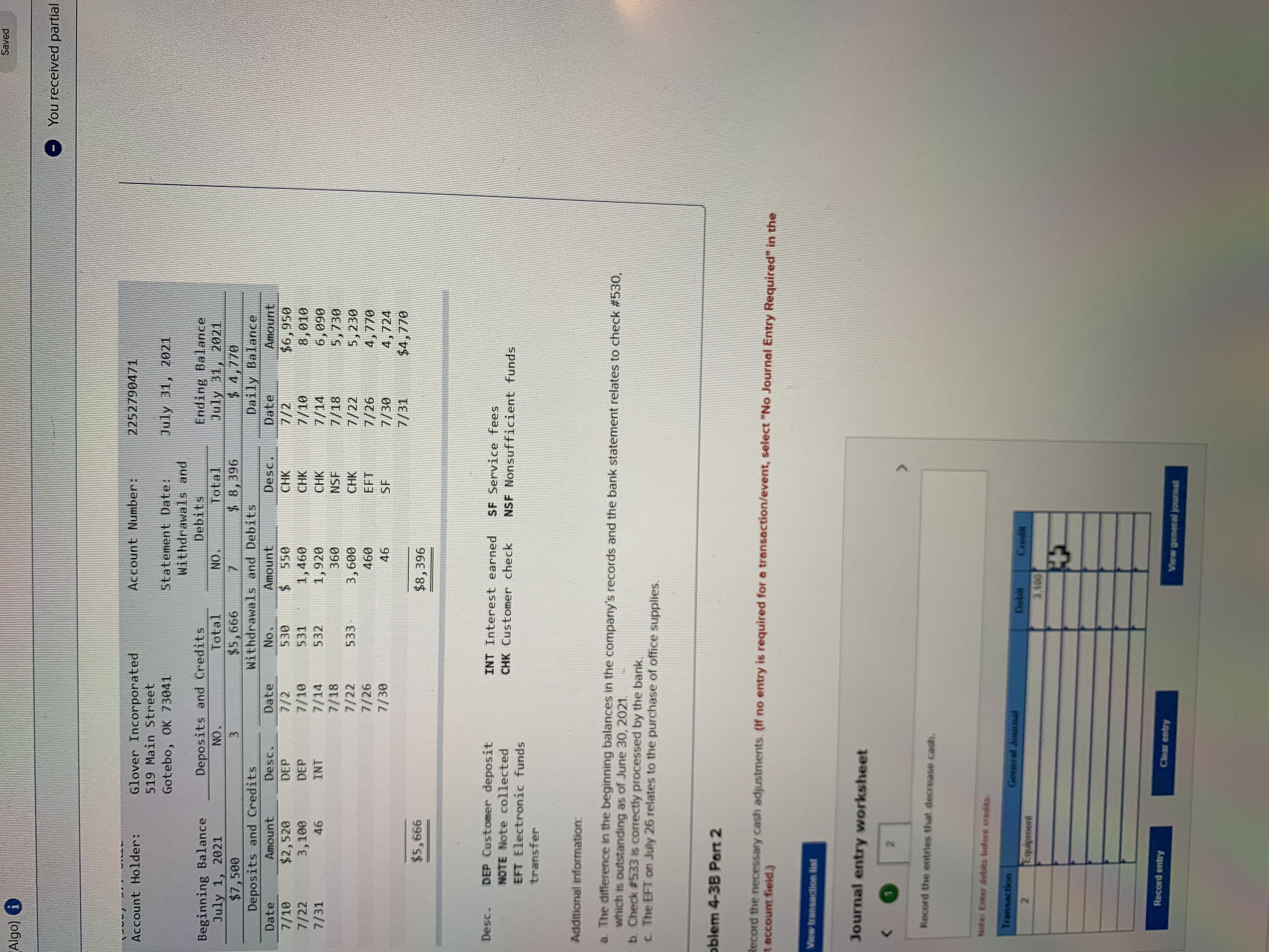 The following information applies to the questions displayed below.] The cash records