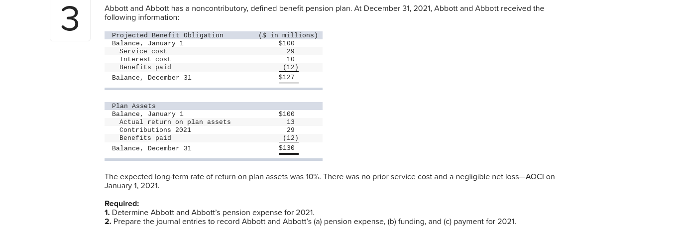 please see attachments 3 Abbott and Abbott has a noncontributory, defined benefit