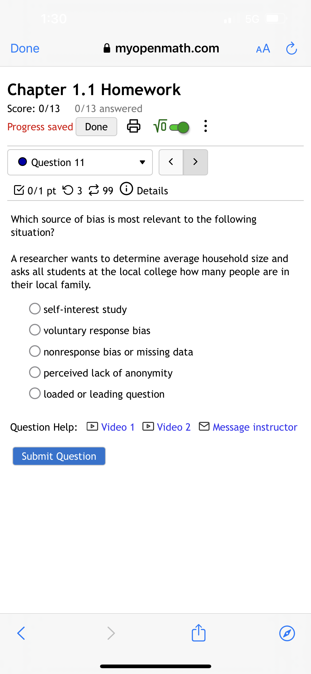 0/1 pt '0 3 8 99 G) Details In a study, the