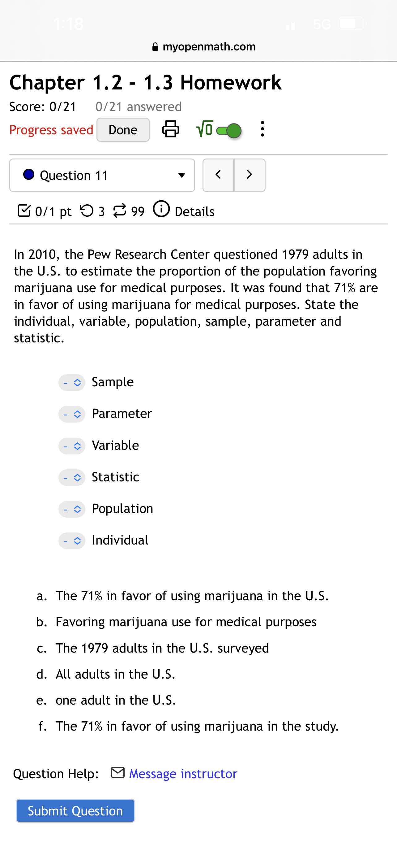 0 Question 7 v B 0/1 pt '0 3 8 99 G)