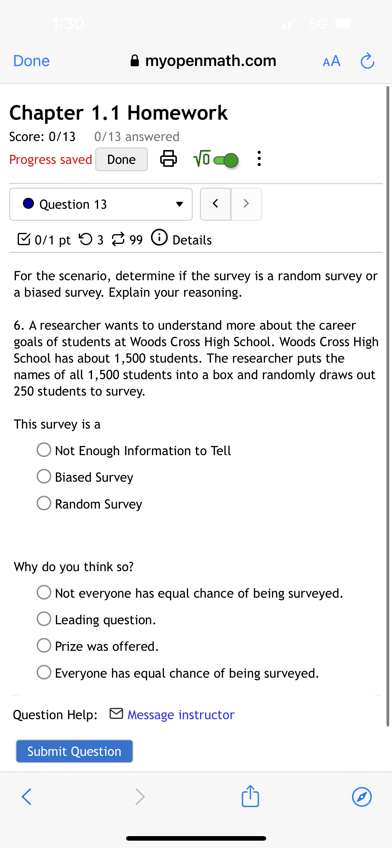 % sign) Question Help: 8 Message instructor Submit Question Done 3 myopenmath.com