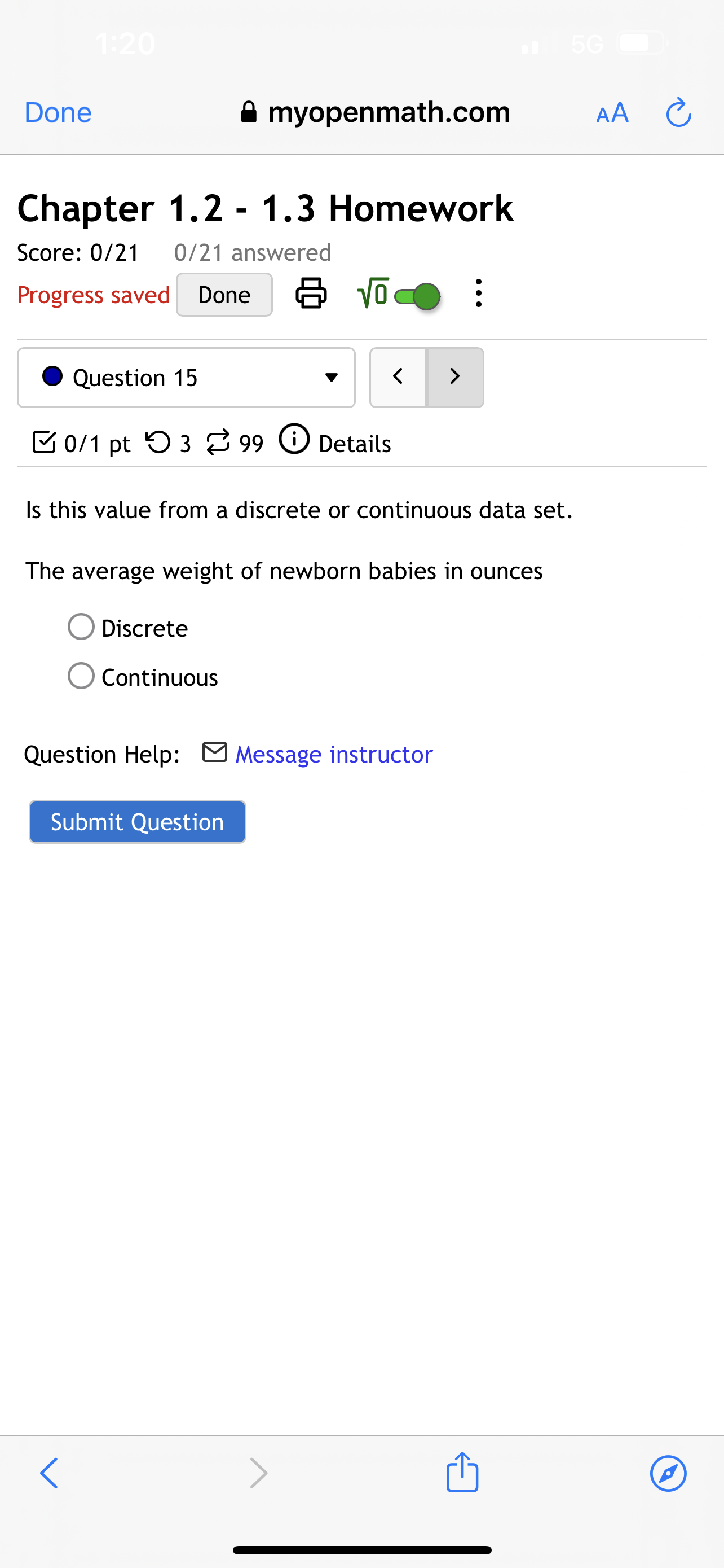 Done EB] 'l'' 0 Question 7 v B 0/1 pt '0 3