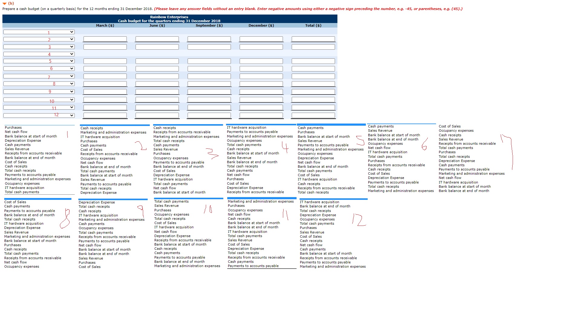 I need help with the second table! thanks (b) Prepare a cash