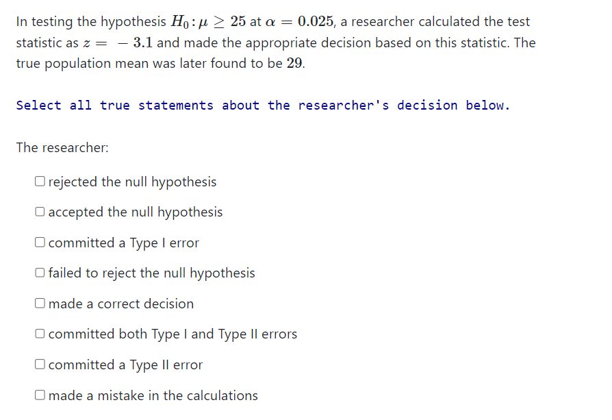  In testing the hypothesis Hg : ,u 2 25 at o: