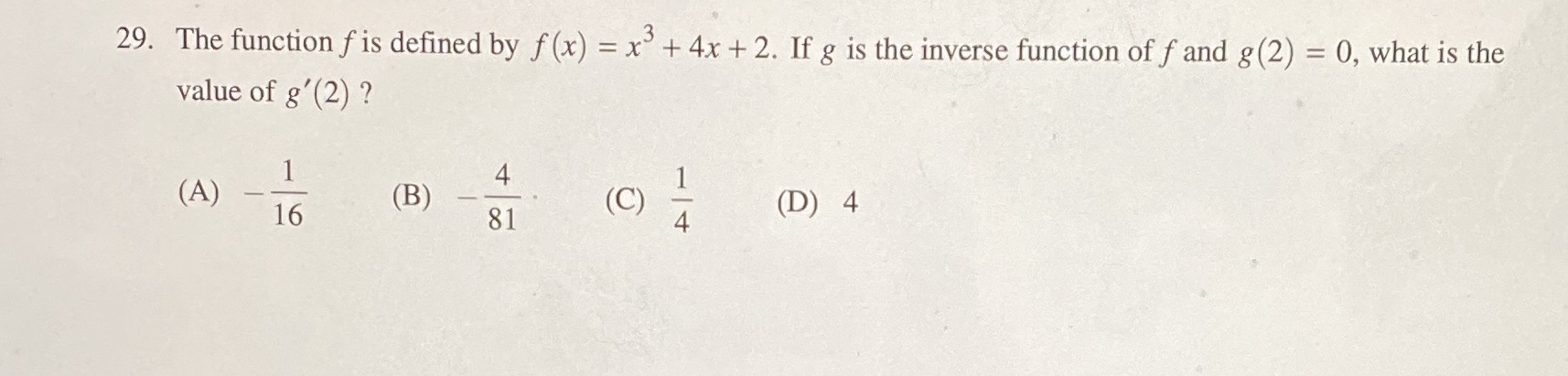 Please help, prepping for AP exam. 29. The function f is defined