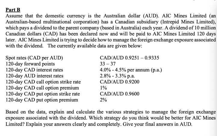 Please help me in this question Part B Assume that the domestic