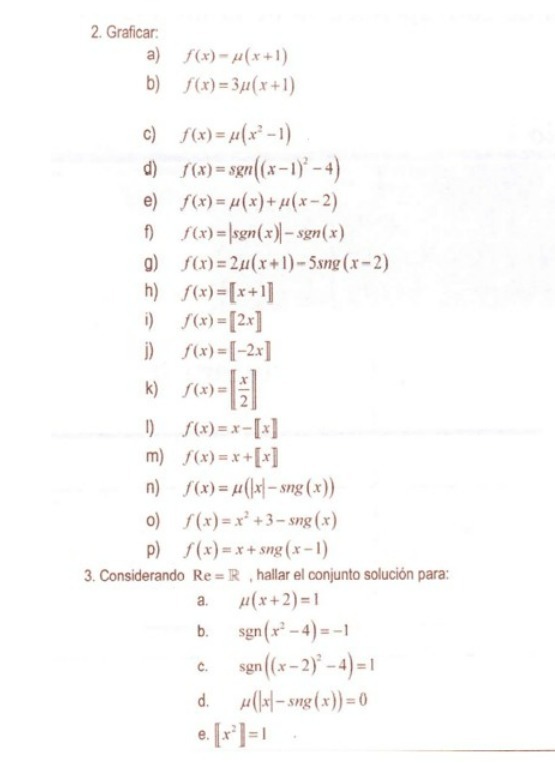 2. Graficar. b) d) f) O) j) l) n) O) f (r)