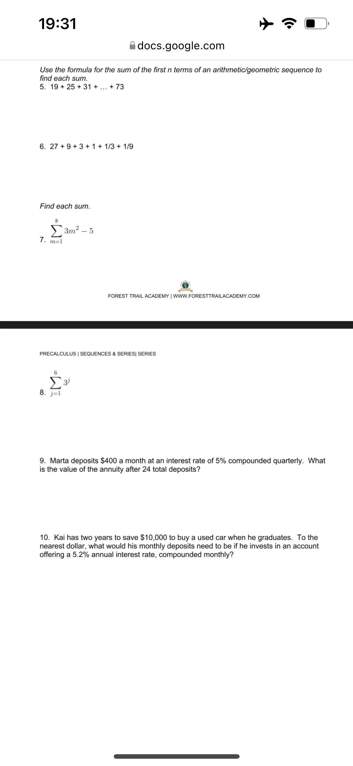must use correct mathematical notation to receive credit. You may copy/paste the