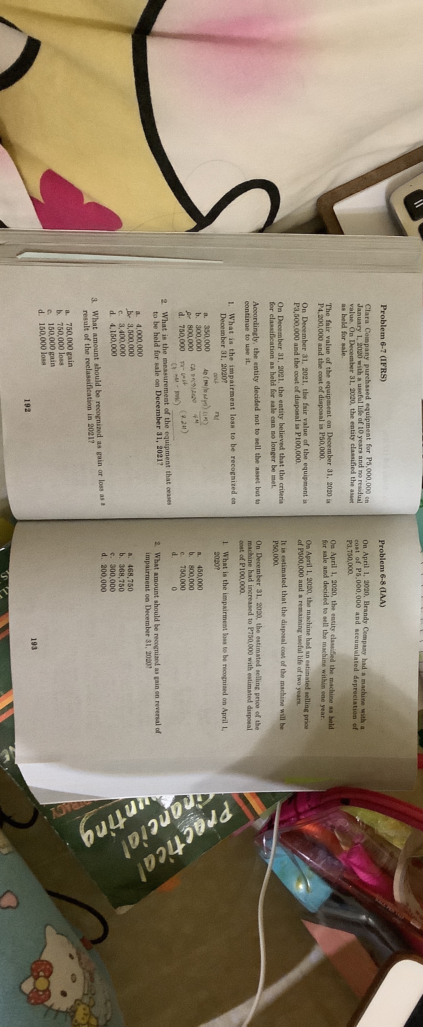 NONCURRENT asset held for sale Problem 6-7 (IFRS) Problem 6-8 (IAA) Clara