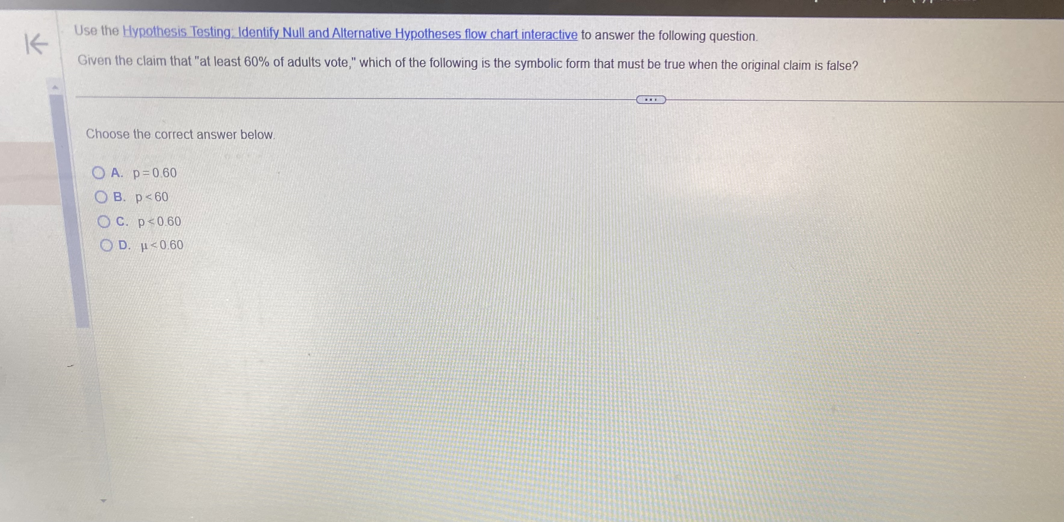 EQuestion 1 K Use the Hypothesis Testing Identify Null and Alternative Hypotheses
