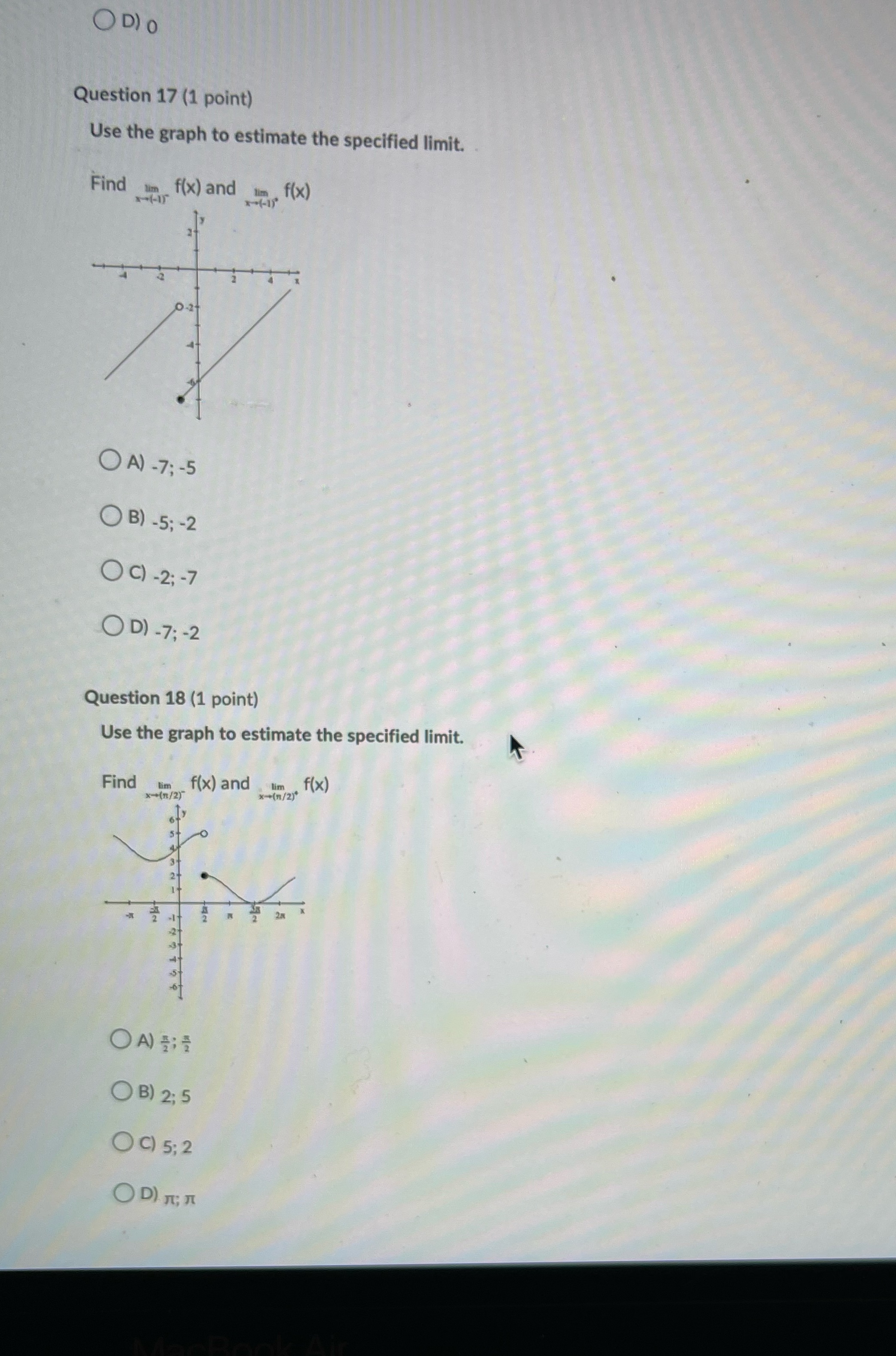 ODO Question 17 (1 point) Use the graph to estimate the