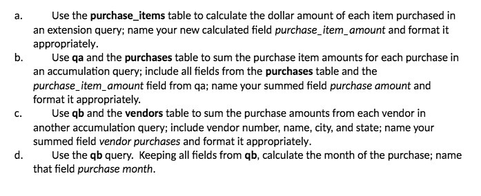 a. Use the purchase_items table to calculate the dollar amount of