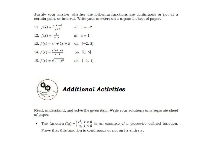  Justify your answer whether the following functions are continuous or not