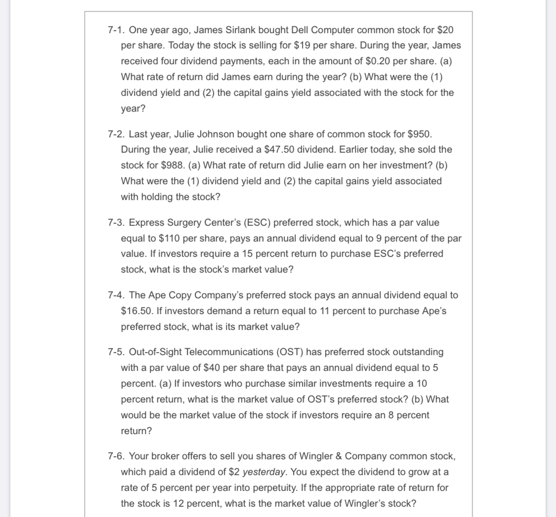 answer 7.1 a 7-1. One year ago. James Sirlank bought Dell Computer