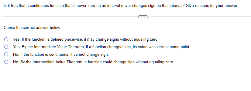  Is it true that a continuous function that is never zero