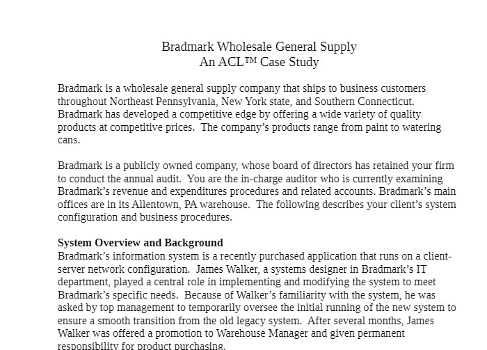  Bradmark Wholesale General Supply An ACLIM Case Study Bradmark is a