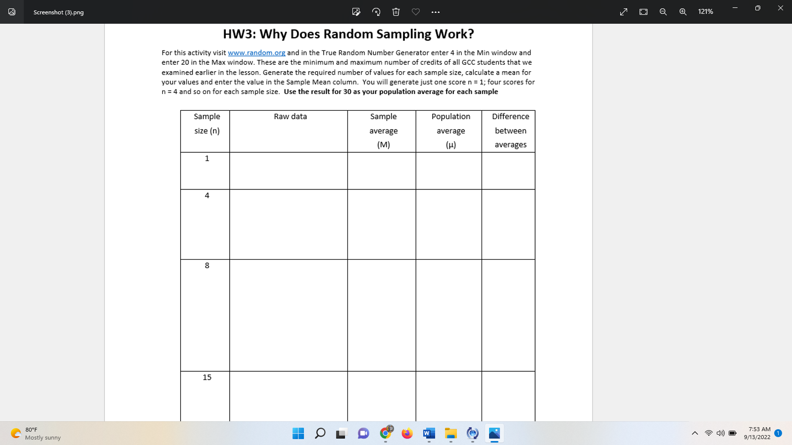  C m Mostly sunny HW3: Why Does Random Sampling Work? For