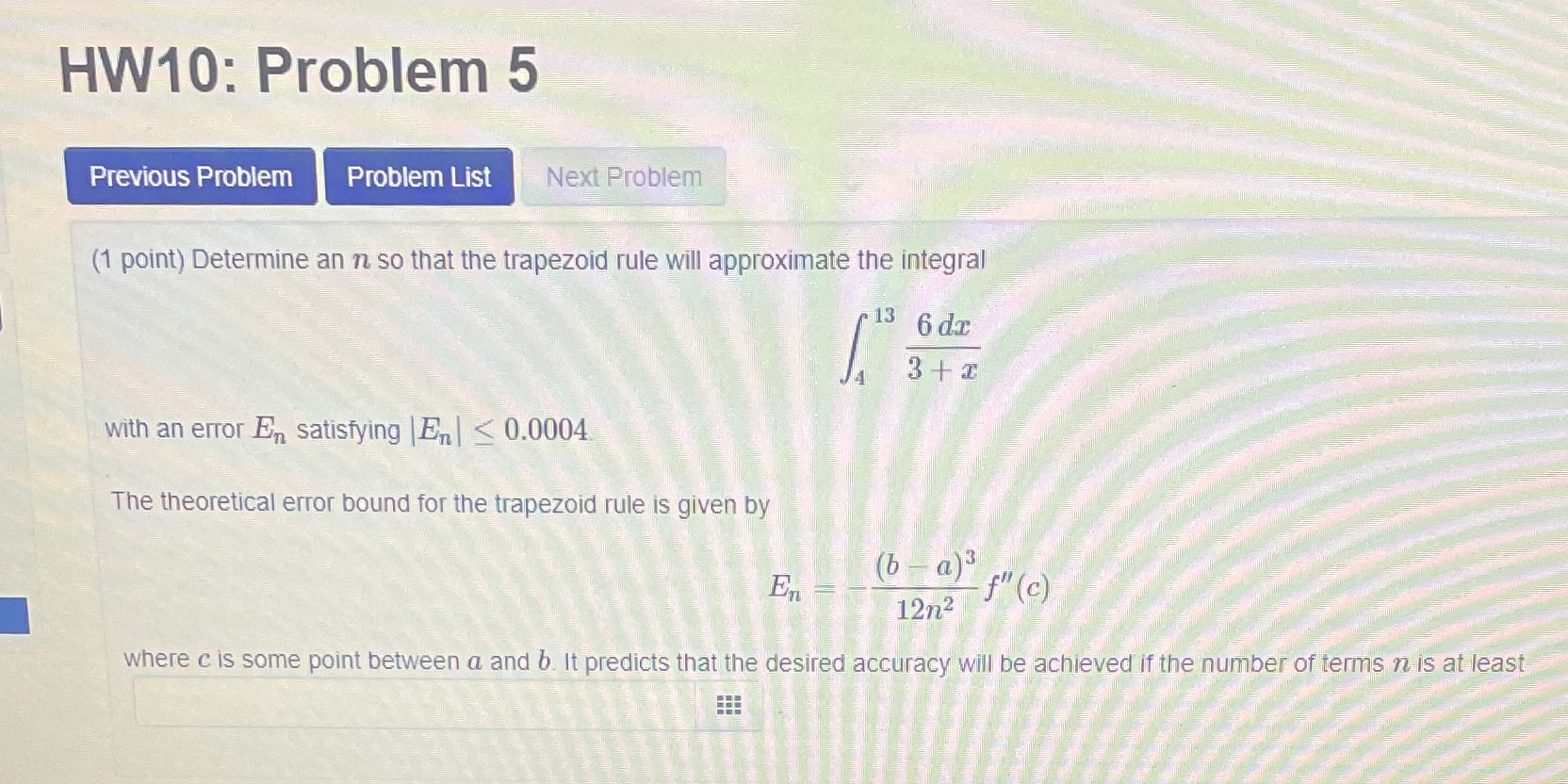 I'm not sure how to work this problem. Please help! HW10: Problem