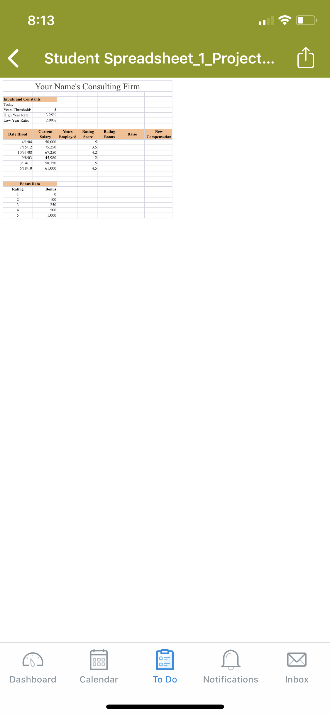 \f8:13 K Chapter 2 Excel A... Q Requires your last name!