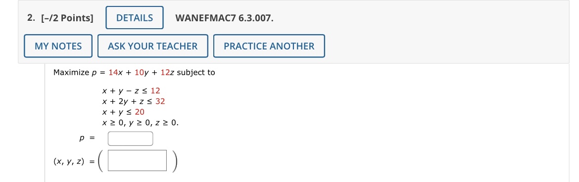 Please help? 2. [-/2 Points] DETAILS WANEFMAC7 6.3.007. MY NOTES ASK YOUR