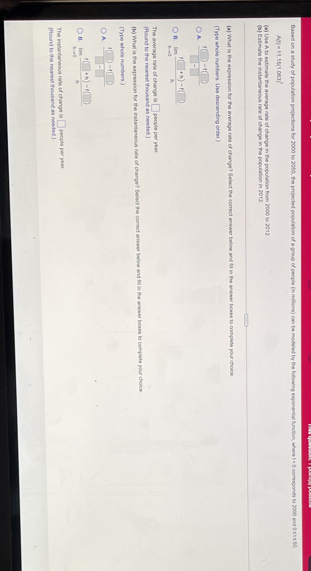 Show all calculations please! Thank you! Based on a study of population