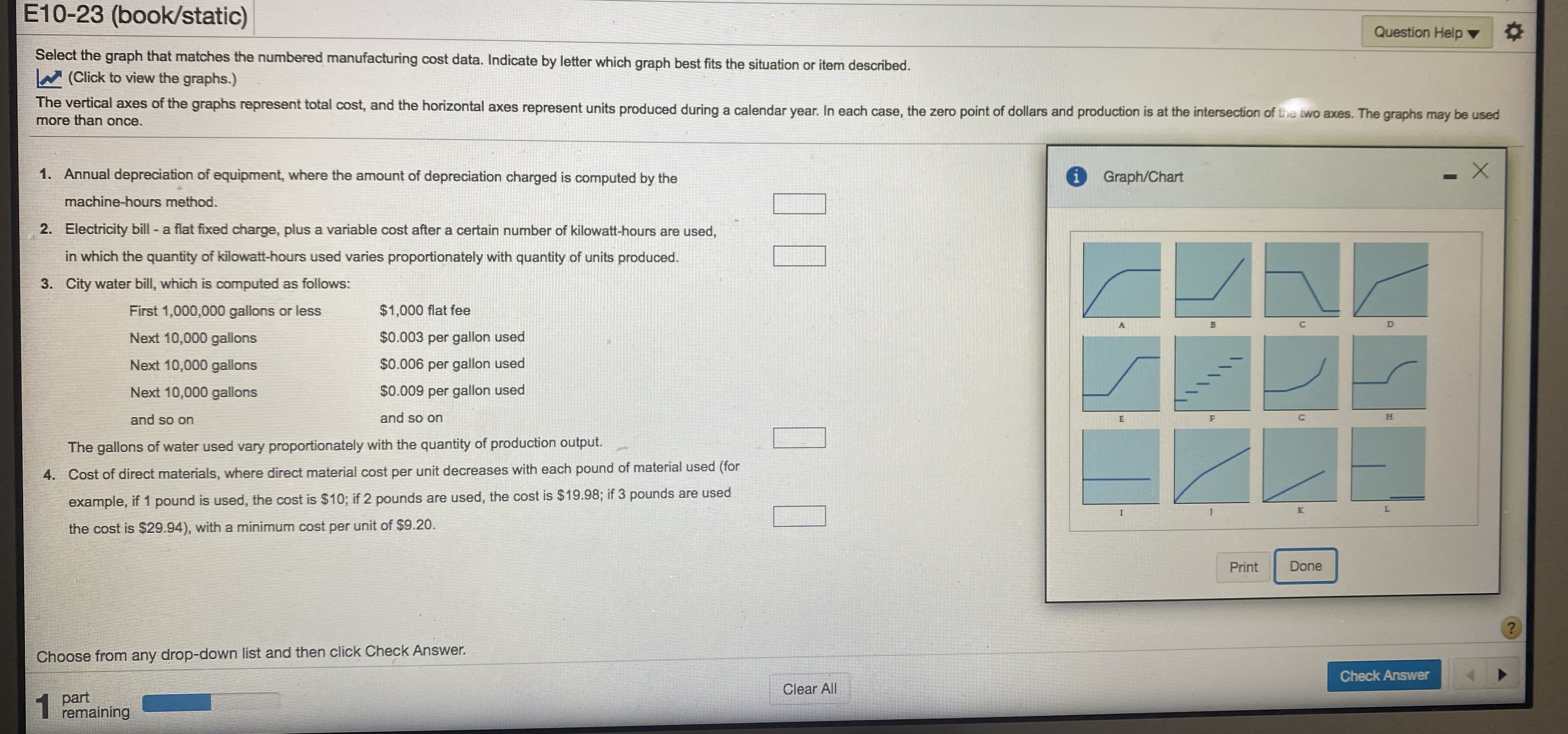 E10-23 (book/static) Question Help Select the graph that matches the numbered
