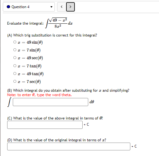 Of = 100 sec(@) Ox = 10 sec(@) (B) Which integral do