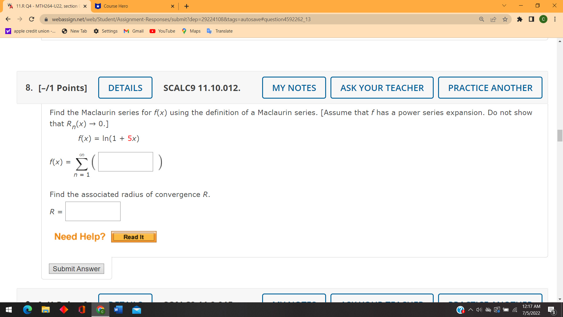 + V X -> C webassign.net/web/Student/Assignment-Responses/submit?dep=29224108&tags=autosave#question4592262_13 * I C y! apple credit