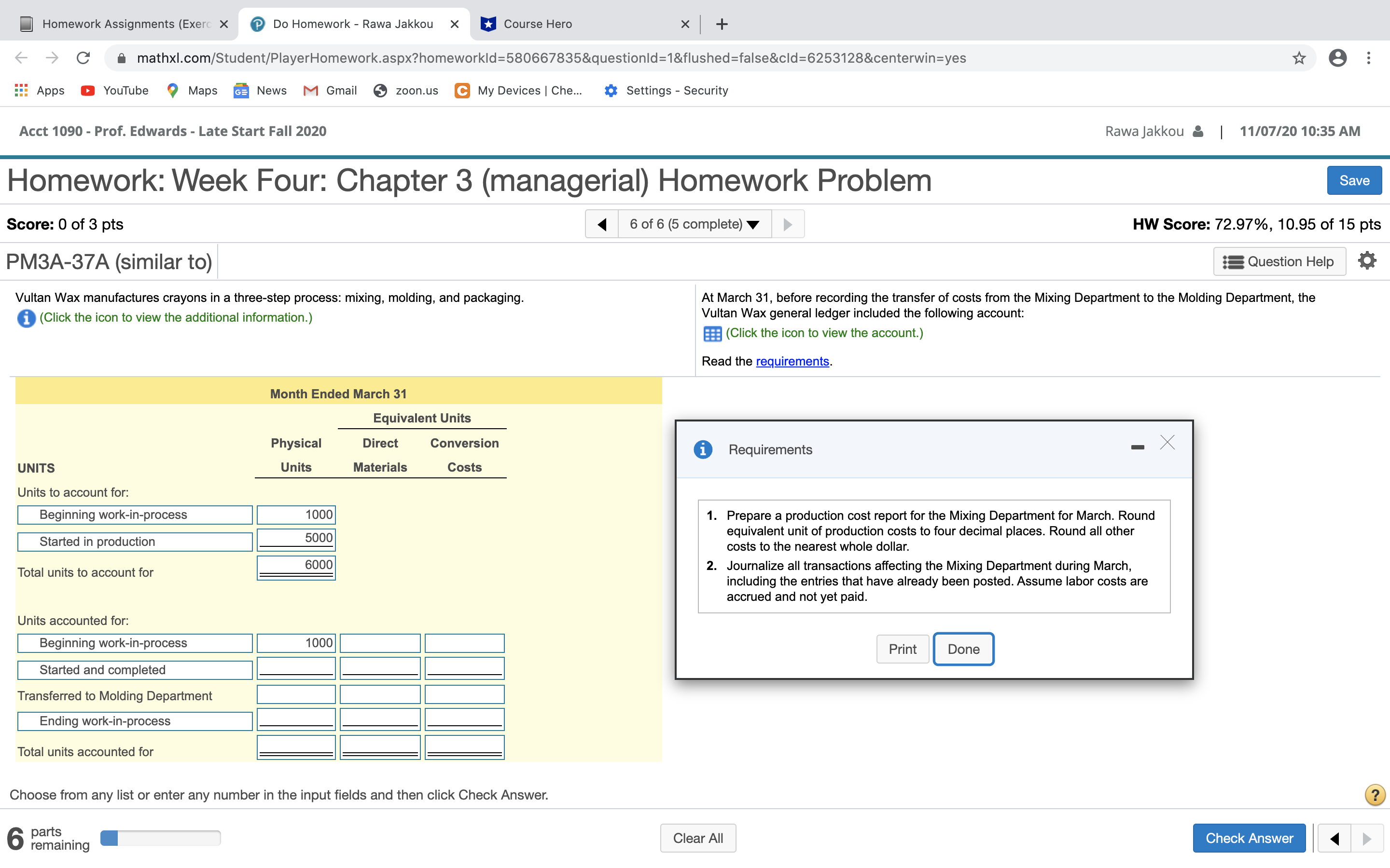 accounting 1090 Homework Assignments (Exerc X Do Homework - Rawa Jakkou X