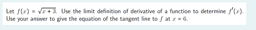  Let at} = y'e: + 3. Use the limit definition of