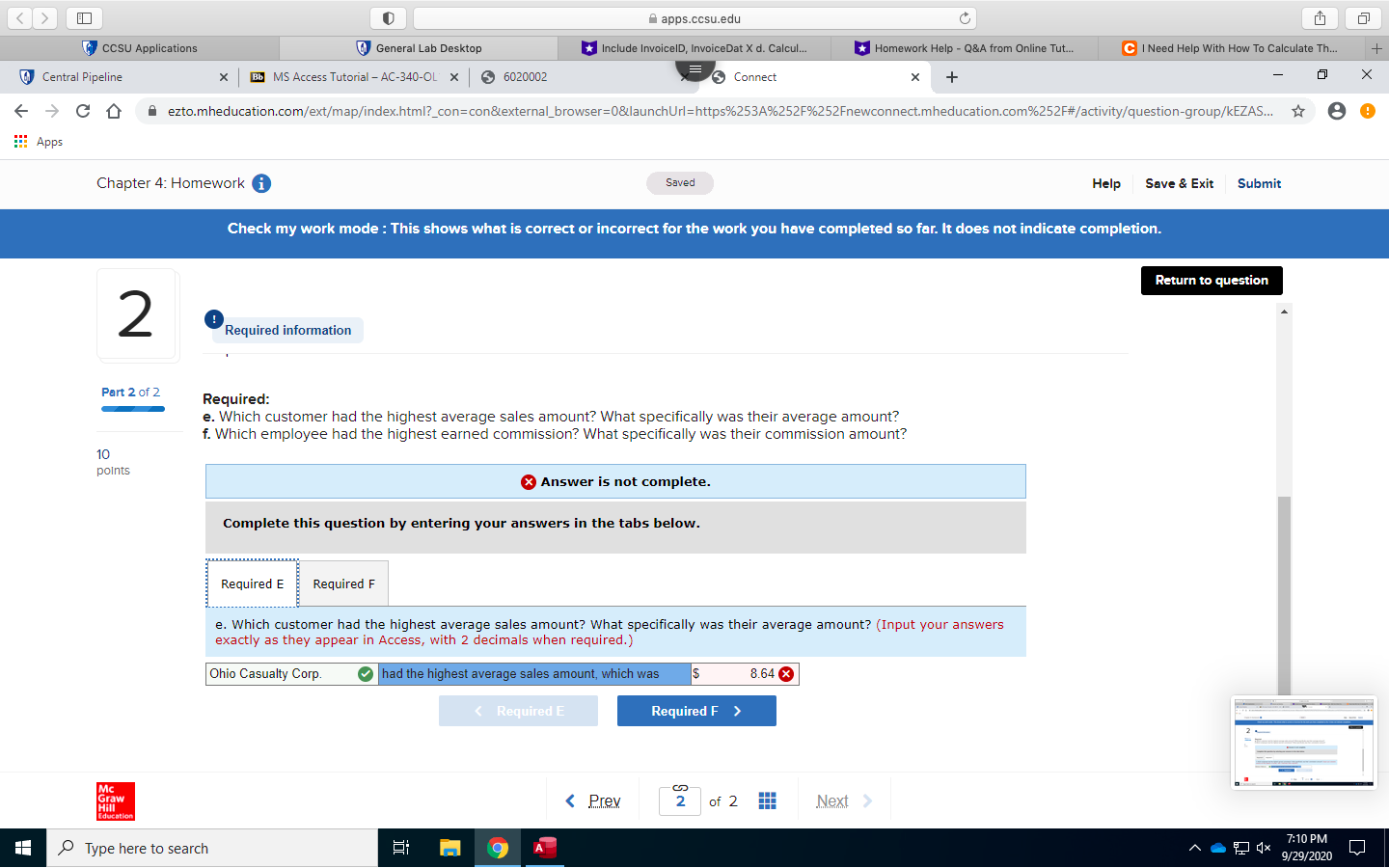 CCSU Applications General Lab Desktop Include InvoicelD, InvoiceDat X d. Calcul. *Homework