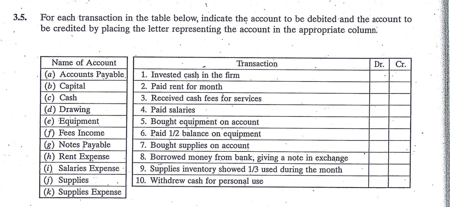 Need help with the attached images 3.5. For each transaction in the