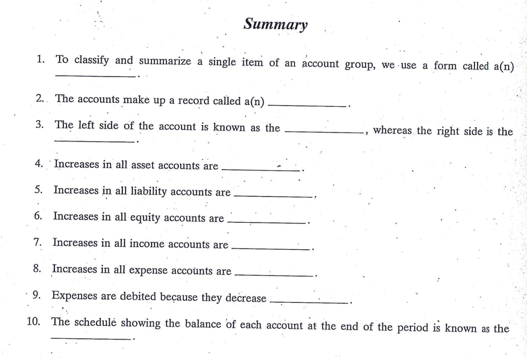 table below, indicate the account to be debited and the account to