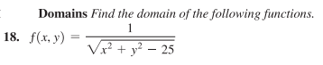 Domains Find rhe domain rhe following functions. 18. y) 25