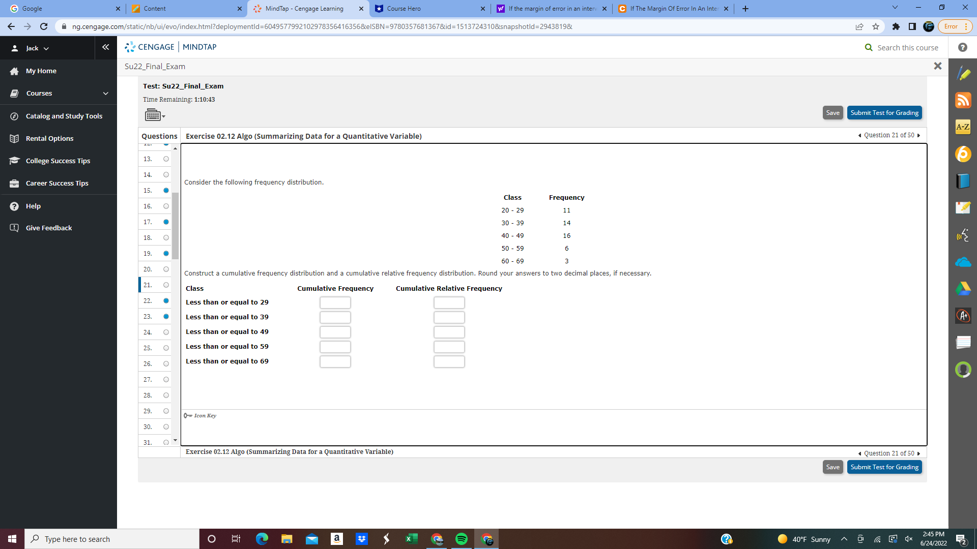  G Google x Content x MindTap - Cengage Learning * *Course