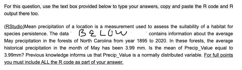 For this question, use the text box provided below to type