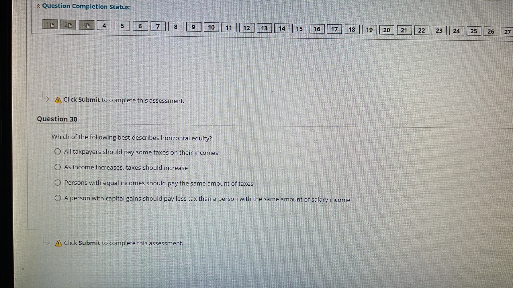 or submit. Warnings appear when half the time, 5 minutes, 1 minute,