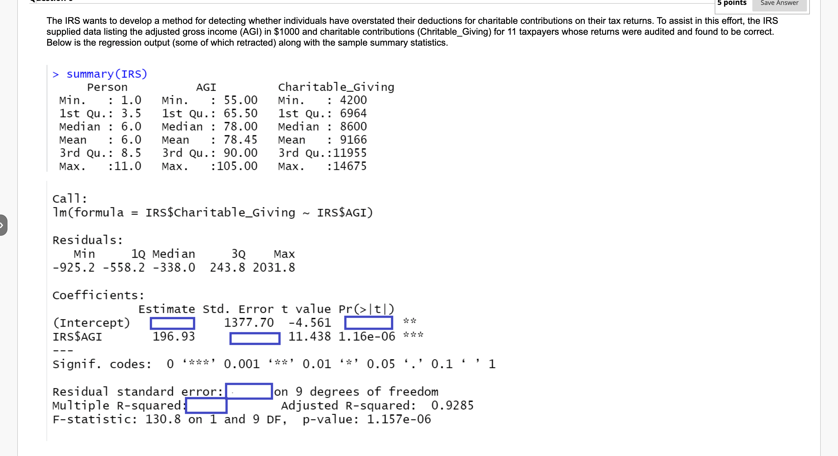  points Save Answer The IRS wants to develop a method for